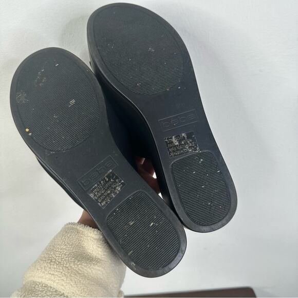 Bebe Size 9 Y2K 90s Black Slinky Platform Stretch Slide Sandals - Picture 9 of 11